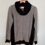 Calvin Klein Cowl Neck Knit Sweater- Black and White- Size Medium Photo 6
