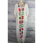 Rebellion Again Duster Cover Up Women XS Colorful Crochet Tassel Sheer Beach NWT White Photo 1