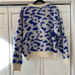MOTHER The Crop Jumper Alpaca Wool Feline Friends Blue & White | Size XL Photo 7