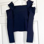 Michelle Mason  Navy Cutout Shoulder Long Sleeve Top Photo 1
