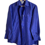 Robbie Bee  100% Silk Small Longsleeve Button Down Top Collar Purple‎ Pocket Photo 0