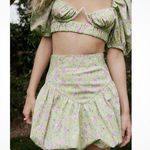 NWT ZARA Pistachio floral print high waist bubble skort sz S Green Photo 0