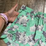 Kut From The Kloth  Floral Linen Print Shorts sz 4 Green Pull On Lounge Bloomcore Photo 1