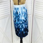 Chico's ‎ Watercolor Print Pull On A Line Skirt Blue Small Photo 1