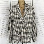Free People Luminary Plaid Flannel Oversized Blazer Neutral Tan Small Photo 0