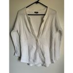 Eddie Bauer  Womens 100% Cotton White Ribbed Knit Button Front Sweater sz S/M Photo 1