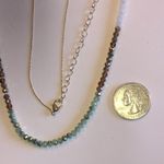Liz Claiborne Dainty Gold Tone Chain Green Beaded Boho Necklace Photo 4