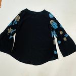 Apt. 9 women's size S top multicolor black floral scoop neck bell long sleeves Photo 4