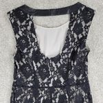 DKNY Jeans Lace Dress Womens 4 Black Faux Leather Trim Cotton Blend Sleeveless Photo 13