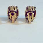 St. John  Vintage Earrings, Brushed Gold‎ Finish, 1” Clip Earrings, Stamped Photo 4