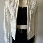 Cable Knit Zip Up Hoodie White Size M Photo 0