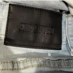 Blue and Yellow Jean Shorts with Distressed Moto Design Size 36 Photo 4