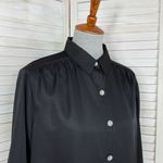 EXPRESS Satin Rhinestone Button Up Blouse Shirt Black Large Photo 4
