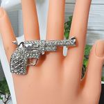 Silver Statement Ring Pistol Gun With Cubic Zirconia Stones Photo 3