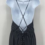 Anthropologie Striped Wide Leg Lace Up Cross Back Sleeveless Jumpsuit Romper Black White Small Photo 4