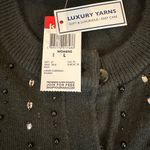 Basic Editions Black Beaded Cardigan Sweater Large Soft Knit Holiday Party Layer Photo 5