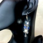 MICHAEL DAWKINS Starry Night Blue Topaz Cultured Pearl Sterling Silver Earrings Photo 1