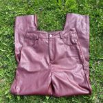 Hit Your Mark Burgundy Vegan Leather Straight Leg Pants Red Photo 2