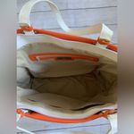 Italian White Tote with Orange Trim Faux Leather Photo 6