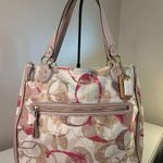 Coach Poppy Glam Tote Pink Stamped C Print Signature Canvas 23377 |Rare Like New Photo 0