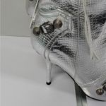 Womens Knee High Boots EU 43/12 Silver Metallic Croc Pointed Toe Coastal Cowgirl Photo 4