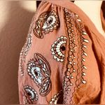 Anthropologie En Crème Cotton Paisley Embroider Boho Ruffled Hem Top Medium Photo 5