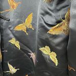 Vintage Y2K Asian Butterfly Embroidered Satin Jacket Black Rayon Size XL Boho Photo 8