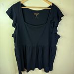 Torrid  4X Babydoll Super Soft Rib Square Neck Double Ruffle Black Whimsigoth Top Photo 1