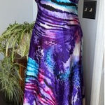 Betsy and Adam ‎ Dress Long Gown Open Back Sz 10 Jeweled Colorful Animal Print Prom Photo 0