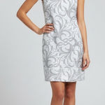 London Times  halter party shift dress shimmer white gray Sz 8 wedding guest Photo 0