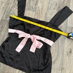 Princess Polly Coquette black and pink satin bow top Photo 2