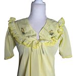 Vintage Nylon Nightgown Ruffled Collar Small Yellow Floral Embroidery Maxi Photo 1