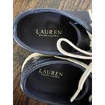 Ralph Lauren Navy Blue Leather Snake Cream Sneakers Size 6 Photo 6