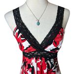 Forever 21 Vintage  Babydoll Red Floral Lace Trim Tunic Mini Dress L | Y2K Retro Photo 4