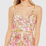 Mac Duggal  5671 Beige V Neck Floral Embellished Spaghetti Strap Gown Dress Photo 4