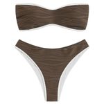 Zaful Women's Strapless Bikini Set Textured Color Bandeau Bikini size L
A-407 Photo 6