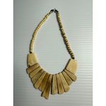 Tribal Bib Necklace Wood Bone Look Statement Boho Bohemian‎ Fashion Jewelry Tan Photo 1