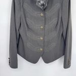 CAbi  Military Blazer Jacket Womens 10 Gray Embroidered Polyester Metal Buttons Photo 2