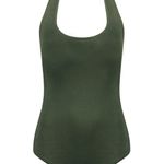 Boohoo Olive Green Basic Halter Bodysuit Photo 1
