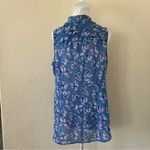 Attention Floral blue chiffon button top Size Large Photo 4