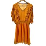 Scotch & Soda  Women's Ruffled Swiss Dot Mini Dress Sheer‎ Yellow Size Medium Photo 2