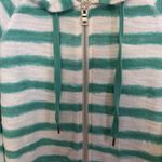 Ruby Rd . Women Teal & White Striped Zip Up Light Weight Hoodie-Small Photo 3