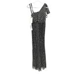 Mac Duggal  93735 Black Pearl Embellished Tie One Shoulder Formal Gown Size 0 Photo 3
