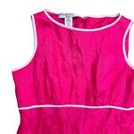 Nine West  Women's Size 10 Pink Sleeveless Sheath Dress Floral Hem Linen Photo 1