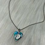 Abalone penguin heart silver tone necklace Photo 0