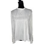 Free People Kelsey Crinkle Top Size S White Flare Sleeve Feminine Cottage BOHO Photo 3