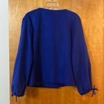 Ellen Tracy  Wool Angora Blend Blazer Jacket Bow Sleeve Blue Petite Size 12 12P Photo 1