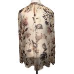 Lauren Ralph Lauren Tan Floral Chiffon Georgette Split Neck Sheer Blouse Size XL Photo 3
