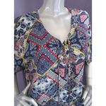 Gypsy 05 NWT Bima Printed Silk Lace Front Dolman Sleeve Shift Mini Dress M $242 Photo 3
