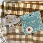 Hayden Womens High Waisted Gingham Pants Crop Flare Retro Beige Yellow M Photo 4